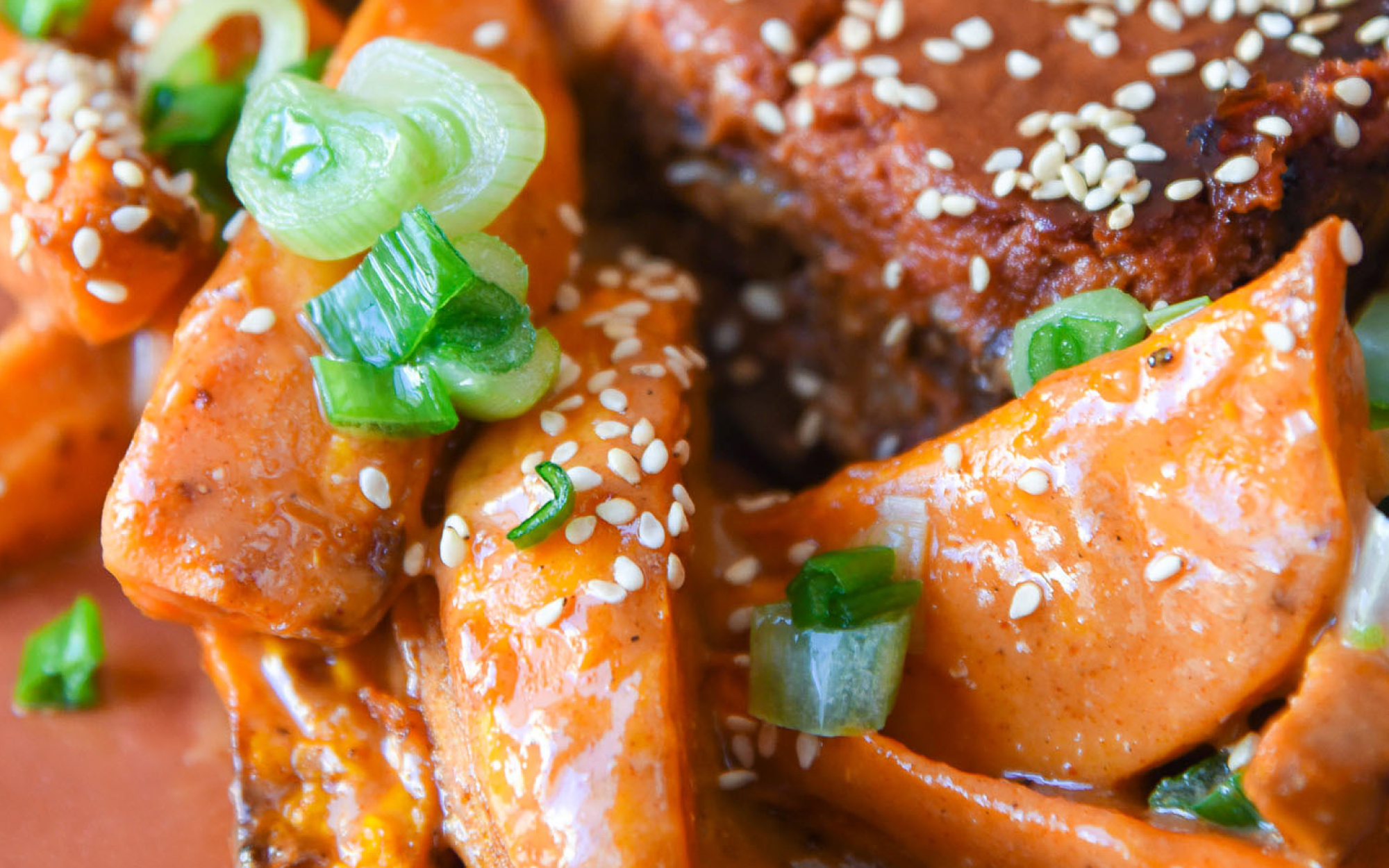 Wild Baked Sweet Potatoes with Almond Butter Dressing