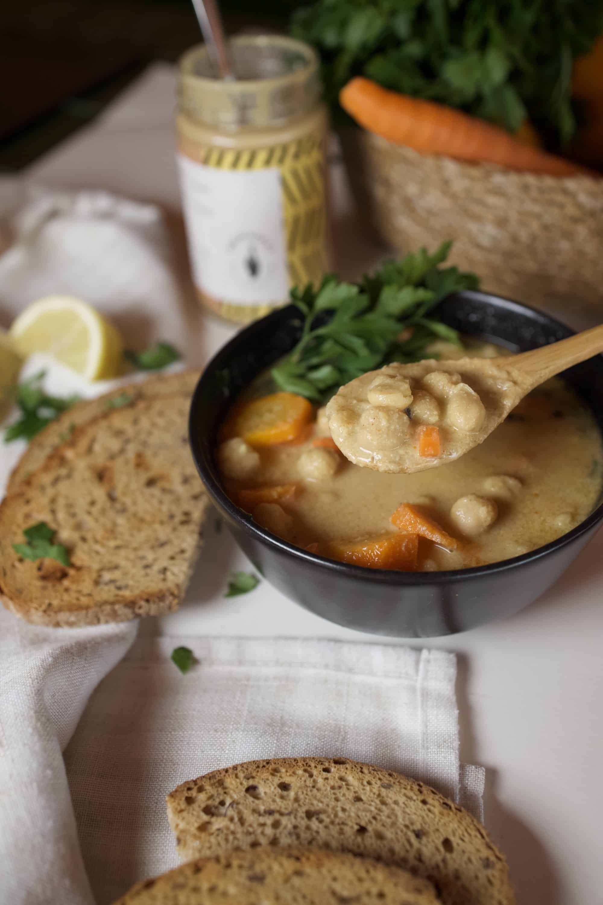 Chickpea Soup with Tahini & Lemon