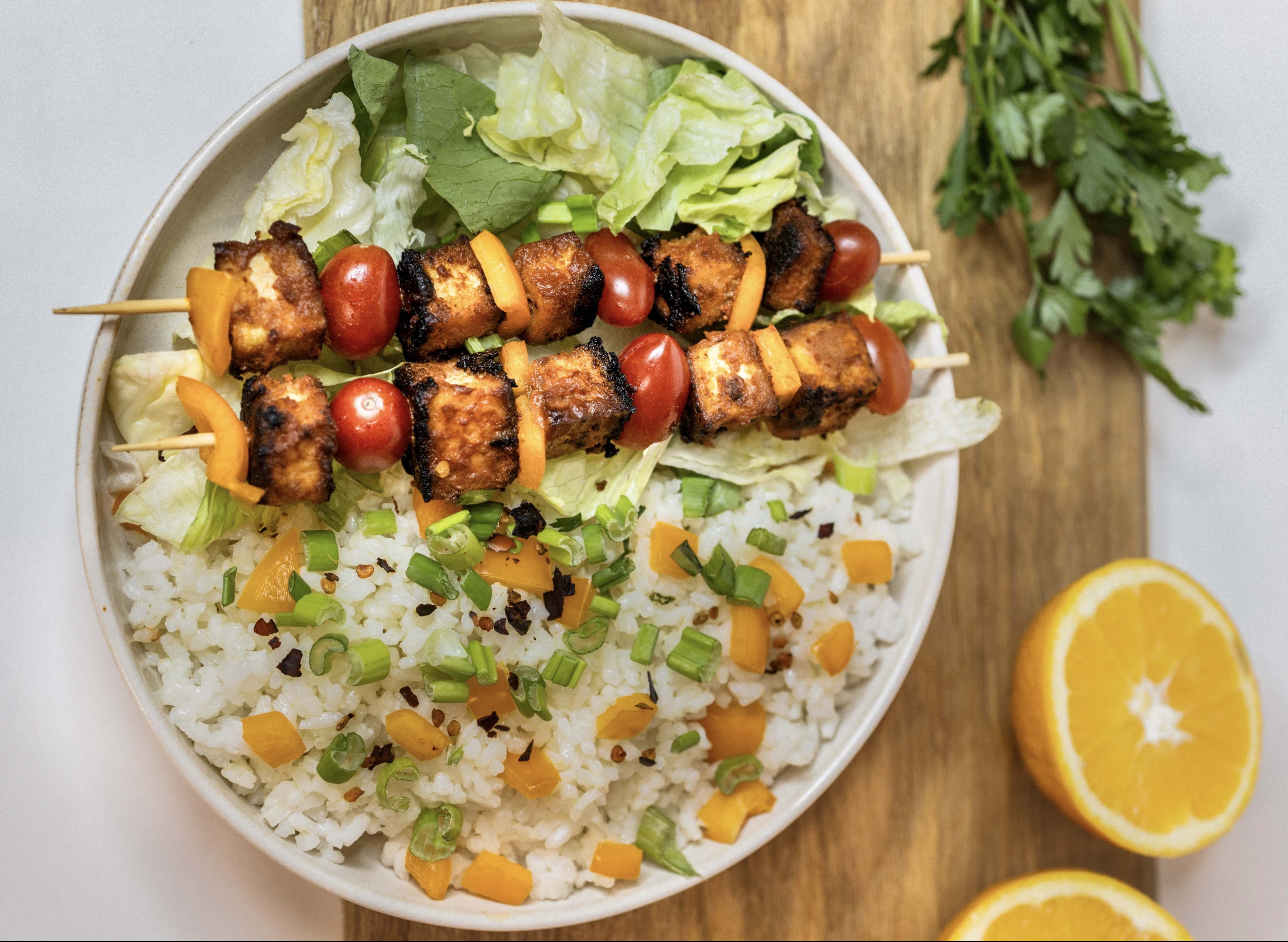 Tofu-Souvlaki with Tahini Sauce